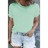 Iceland Blue Round Neck Rolled Sleeve Plus Size T-shirt - 1X