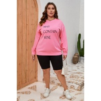 Pink May Contain Wine Crew Neck Plus Size Sweatshirt - 2X