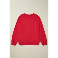 Racing Red Solid Crew Neck Drop Shoulder Plus Size Sweatshirt - 1X