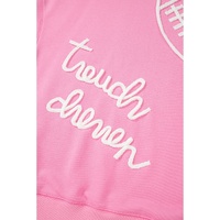Pink Touch Down Rugby Football Embroidered Plus Size Sweatshirt - 4X