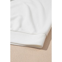 Beige Textured Patchwork Exposed Seam Plus Size Hoodie - 3X
