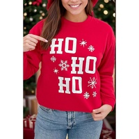 Fiery Red Christmas Ho Ho Ho Graphic Plus Size Sweatshirt - 2X