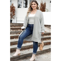 Thermal Knit Pocketed Plus Size Cardigan - 1X