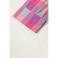 Rose Stripe Plus Size Checkered Print Button up Shirt - 2X
