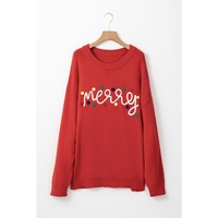 Fiery Red Merry Graphic Christmas Plus Size Sweater - 2X