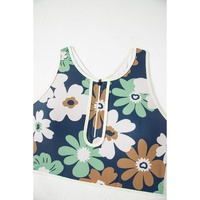 Green Floral Printed Zipped Plus Size Two Pieces Bikini - 1X