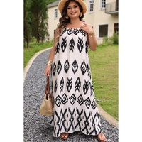Black Plus Size Western Print Halter Maxi Dress - 3X