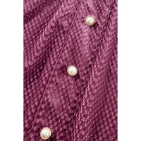 Meadow Mauve Plus Size Textured Velvet Tiered Buttons Tiered Dress - 1X