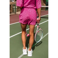 Peach Blossom Plus Size Checkered Terry Knit Short 2pcs Outfit - 3X
