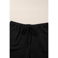 Black Textured Hoodie and Shorts Plus Size Two Piece Set - 2X