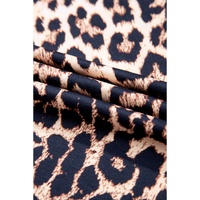 Black Leopard Patched Pocket Long Sleeve Top Plus Size Pants Set - 1X