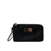 Dolce &amp; Gabbana Men's Black Nylon Logo Plaque Keyring Pouch Clutch Bags - One Size
