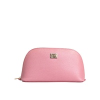 Dolce &amp; Gabbana Women's Pink Leather DG Logo Zip Around Hand Purse Pouch Wallet - One Size