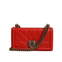 Dolce &amp; Gabbana Women's Red Quilted Devotion Crossbody Chain Phone Cover Bag - One Size