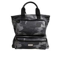 Dolce &amp; Gabbana Men's Gray Camo Cotton Multiple Compartts Tote Bag - One Size