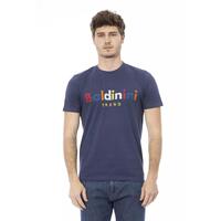 Short Sleeve T-shirt with Round Neck and Front Print L Men