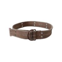 DOLCE &amp; GABBANA Brown Leather Canvas Belt with Round Buckle 100 cm Women
