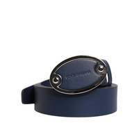 Dolce &amp; Gabbana Men's Blue Leather Classic Metal Logo Buckle Belt - 110 cm