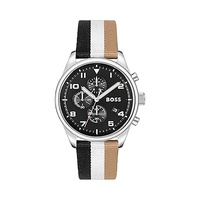 Hugo Boss Men's Black And White Leather Watch - One Size