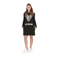 Leopard Heart Hoodie Dress Long Sleeve - 40 IT