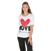 Love Moschino Women's Skateboard Heart T-Shirt  White - 40 IT