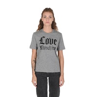 Love Moschino Women's Grey T-Shirt with Gothic Logo - 42 IT
