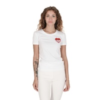 Love Moschino Women's White Cotton T-Shirt with Heart Logo - 46 IT