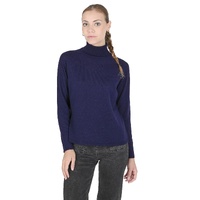 Crown of Edinburgh Cashmere Women's Cashmere Turtleneck Sweater - Italian Craftsmanship in Navy blue - S