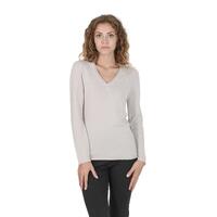 Crown of Edinburgh Cashmere Women&#39;s Premium Italian Cashmere V-Neck Sweater in Grey - 40 EU