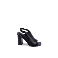 Leather Slingback Sandals Mid Heel - 39 EU