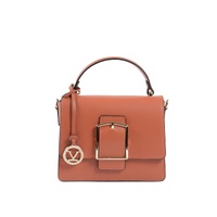 V Italia by Versace 1969 Leather Crossbody Bag with Buckle Closure Orange - One Size