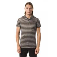 Striped Polo Shirt with Prints L Men