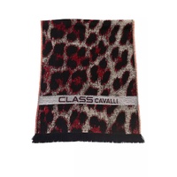 Cavalli Class Men's Burgundy Animalier Fantasy Logo Scarf - One Size