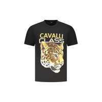 Cavalli Class Men&#39;s Black Cotton  T-Shirt - L