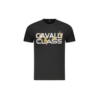 Cavalli Class Men's Black Cotton  T-Shirt - XL
