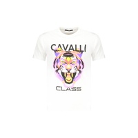 Cavalli Class Men&#39;s White Cotton  T-Shirt - 2XL