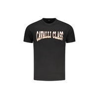 Cavalli Class Men&#39;s Black Cotton  T-Shirt - L