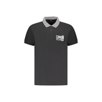 Cavalli Class Men&#39;s Black Cotton Polo Shirt - L