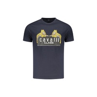 Cavalli Class Men&#39;s Blue Cotton T-Shirt - 2XL