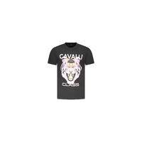 Cavalli Class Men&#39;s Black Cotton T-Shirt - XL
