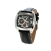 Chronotech Men's Black Leather Watch - One Size