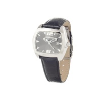 Chronotech Unisex's Black Leather Watch - One Size
