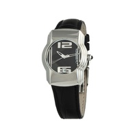 Chronotech Unisex's Black Leather Watch - One Size
