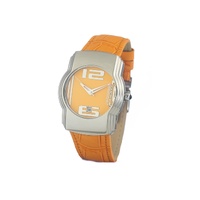 Chronotech Unisex's Orange Leather Watch - One Size
