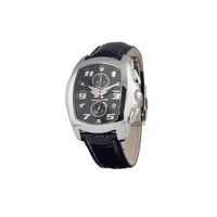 Chronotech Men&#39;s Black Leather Watch - One Size