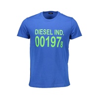 Diesel Men's Elevated Blue Crew Neck Cotton Tee - M