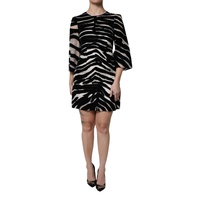 Dolce &amp; Gabbana Women&#39;s Black White Zebra A-line Sheath Mini Dress - 42 IT