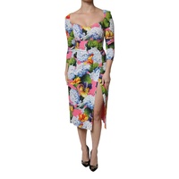 Dolce &amp; Gabbana Women's Multicolor Floral Side Slit Midi Dress - 36 IT