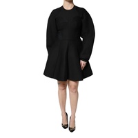 Dolce &amp; Gabbana Women&#39;s Black Cotton Long Sleeves A-line Mini Dress - 42 IT