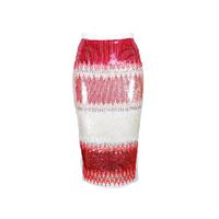 Sequin-Embellished Crepe Skirt with Slit and Zip Closure 40 IT Women